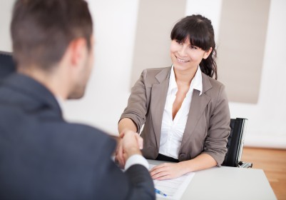 woman interviewing a man