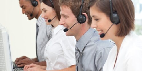 people working in a call center