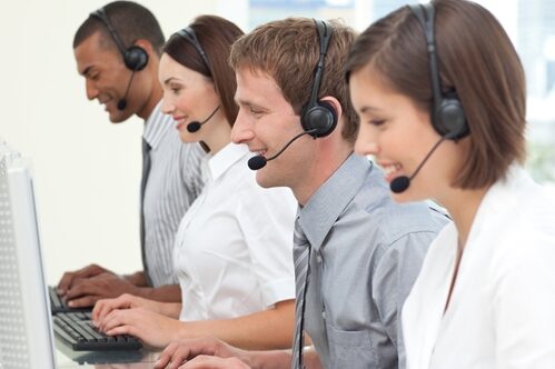 people working in a call center