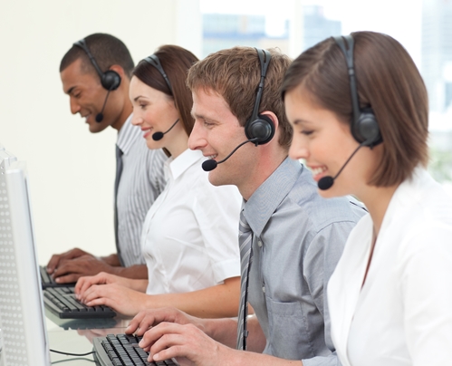 people working in a call center