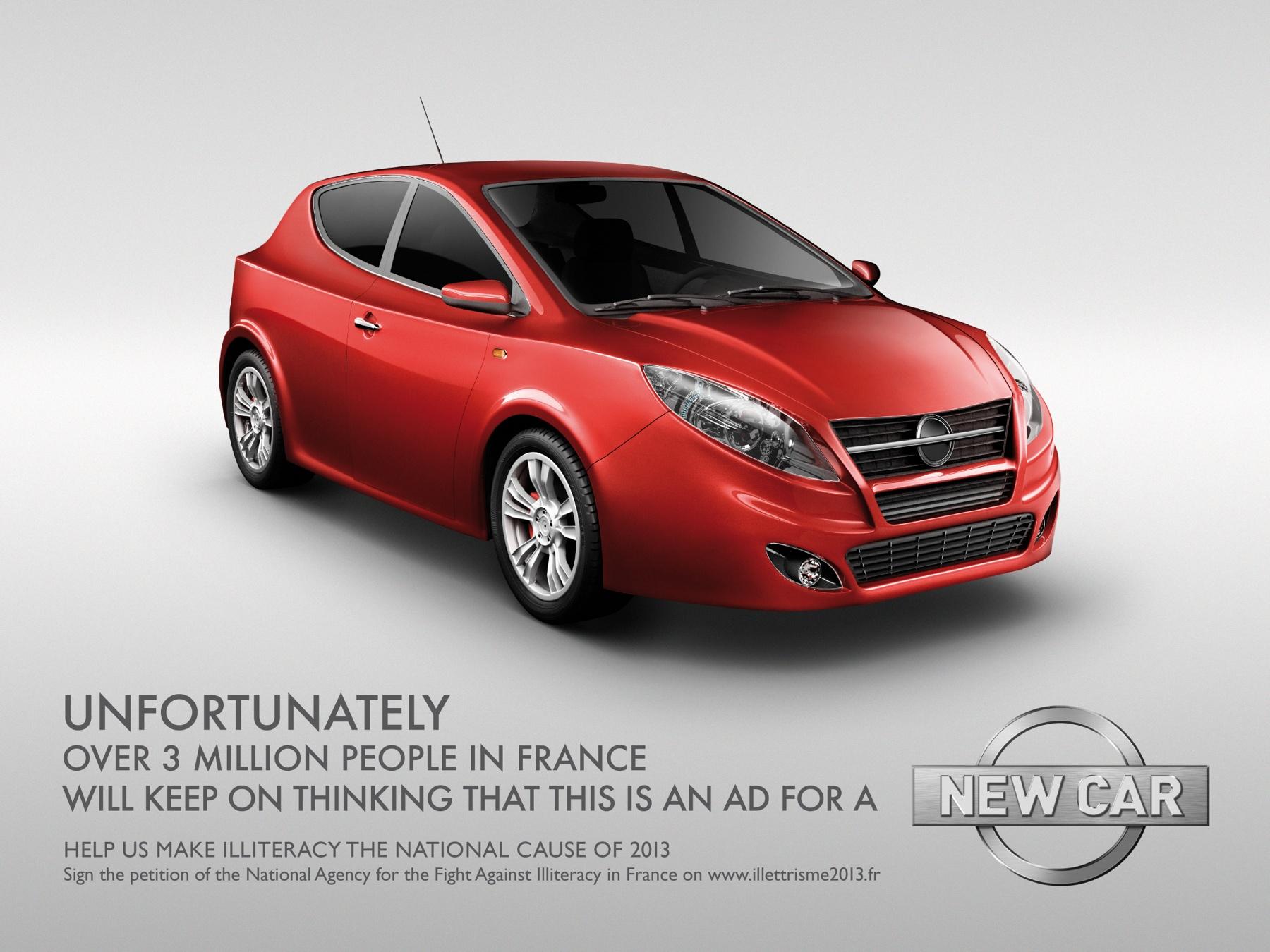 french illiteracy car ad