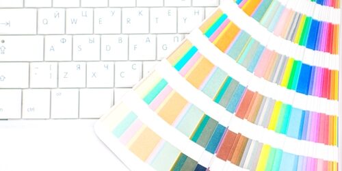 color swatches over a keyboard