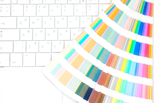color swatches over a keyboard