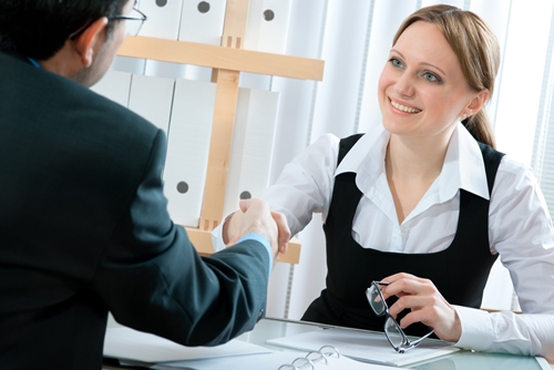 woman interviewing a man