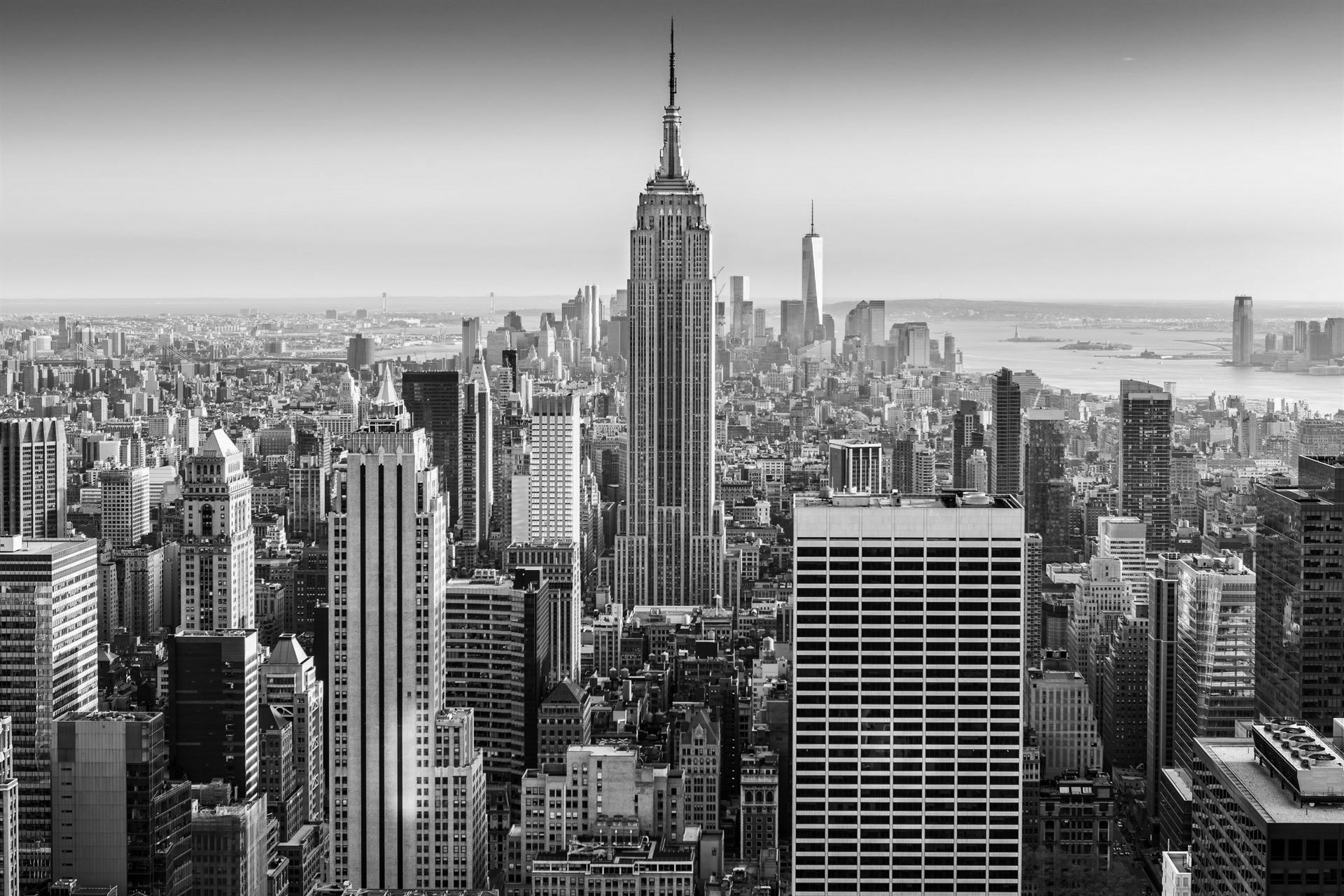 Aerial view of the New York skyline on a sunny afternoon