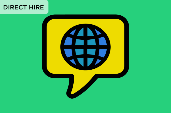 Bilingual Candidates speech bubble with globe to symbolize bilingual candidates