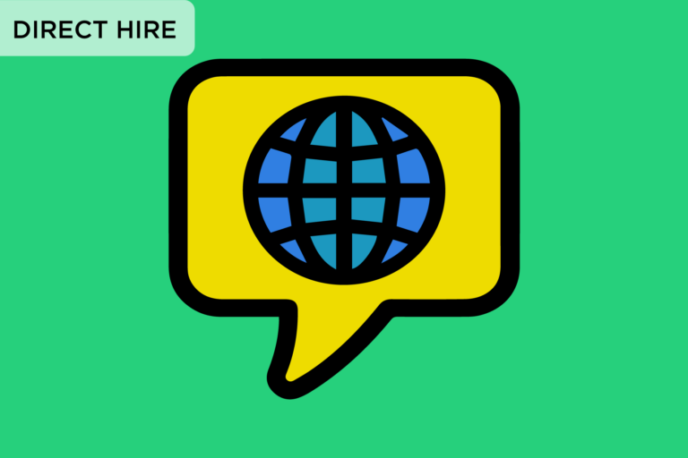 speech bubble with globe to symbolize bilingual candidates