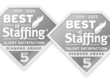 clearlyrated best of staffing client and talent dismond award logos