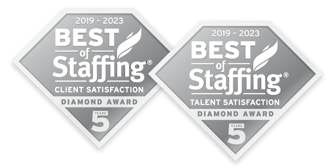 clearlyrated best of staffing client and talent dismond award logos