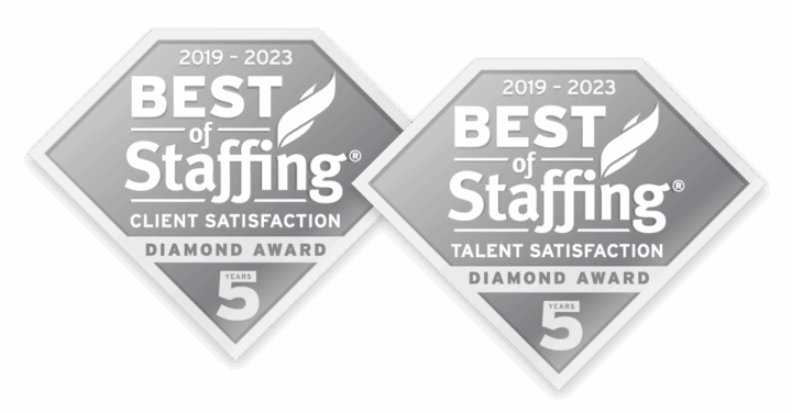 clearlyrated best of staffing client and talent dismond award logos