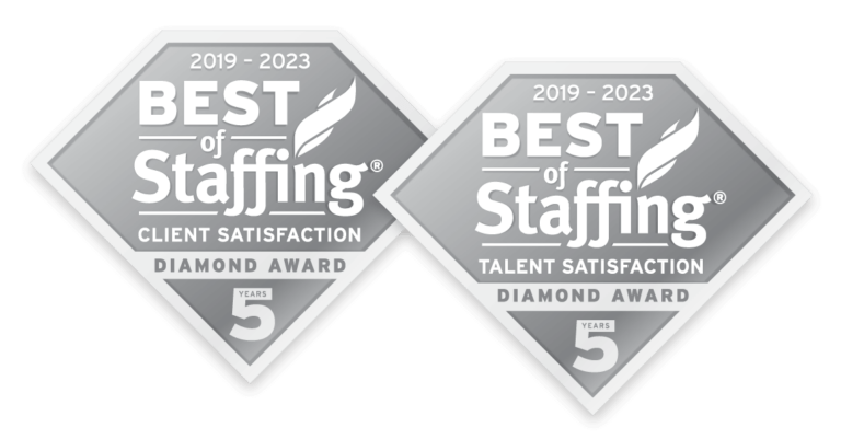 clearlyrated best of staffing client and talent dismond award logos