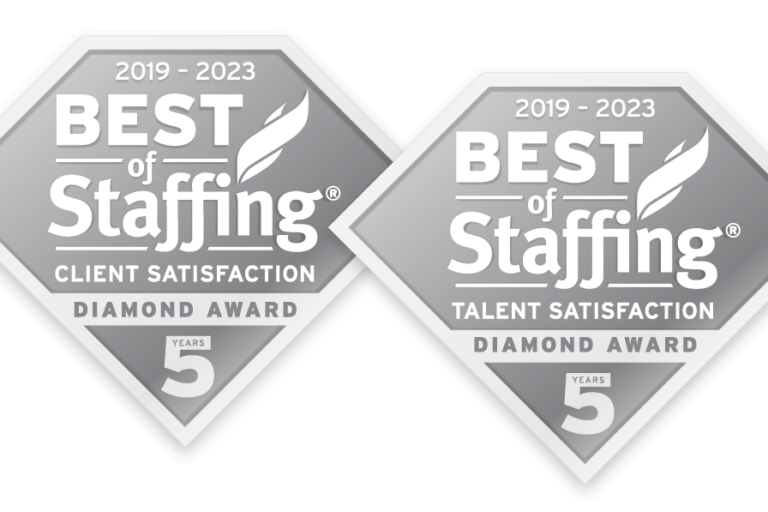clearlyrated best of staffing client and talent dismond award logos