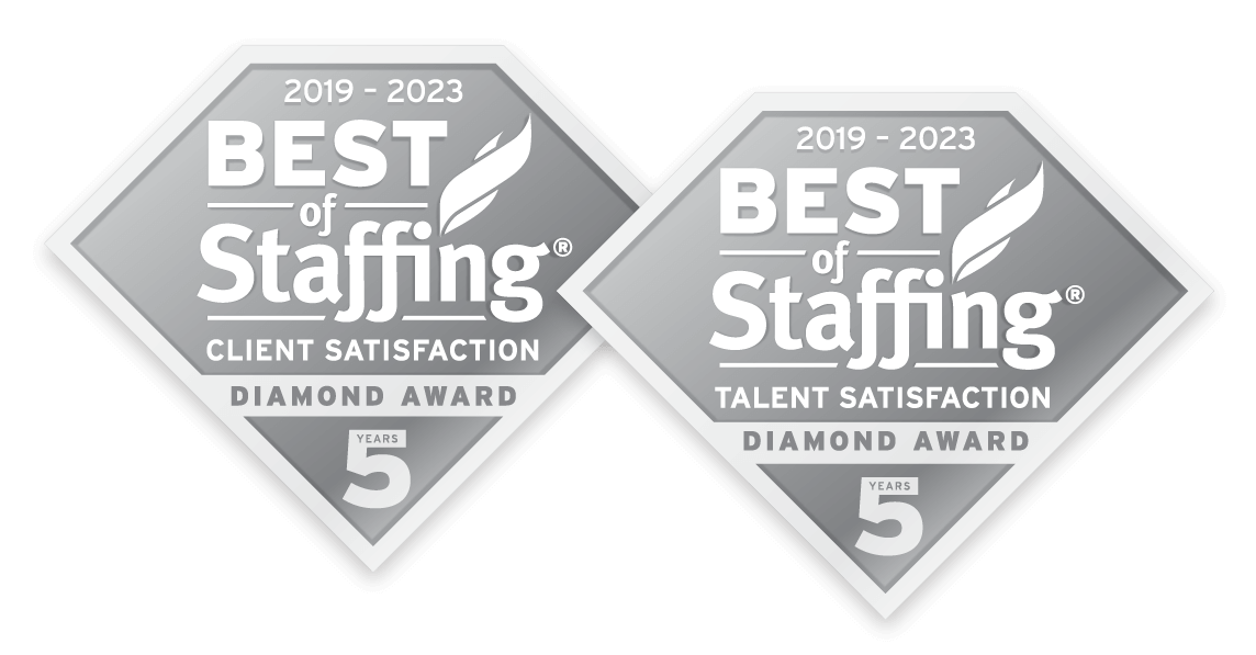 clearlyrated best of staffing client and talent dismond award logos