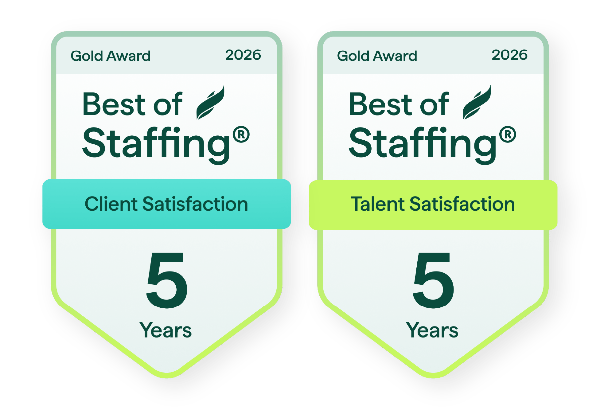 Best of Staffing Icon Badges 2026 ClearlyRated's 2026 Best of Staffing for Client and Talent Excellence badges